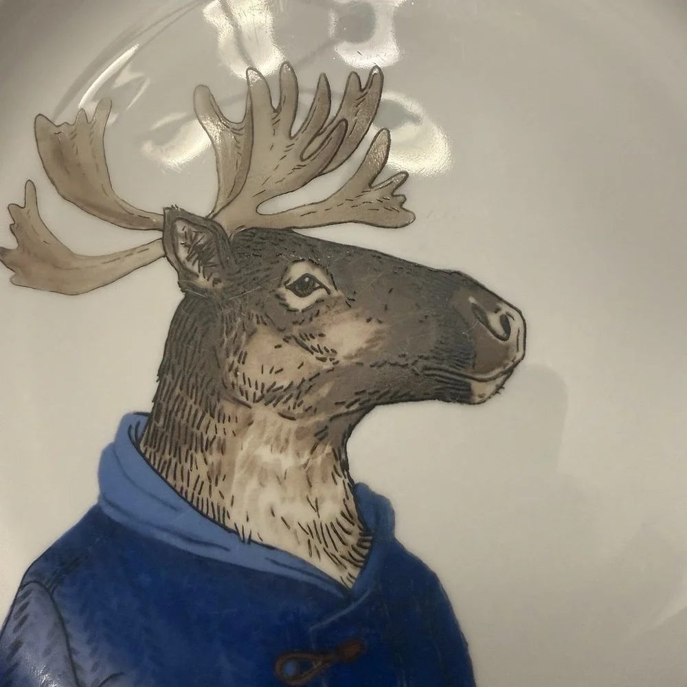 Rachel Kozlowski West Elm Moose Plate 2015 Dapper Animal Art Artsy Holiday